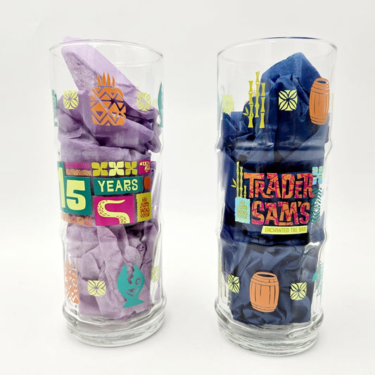 *Set Of 2* Disney Parks Trader Sam's Enchanted Tiki Bar 15th Anniversary Glass