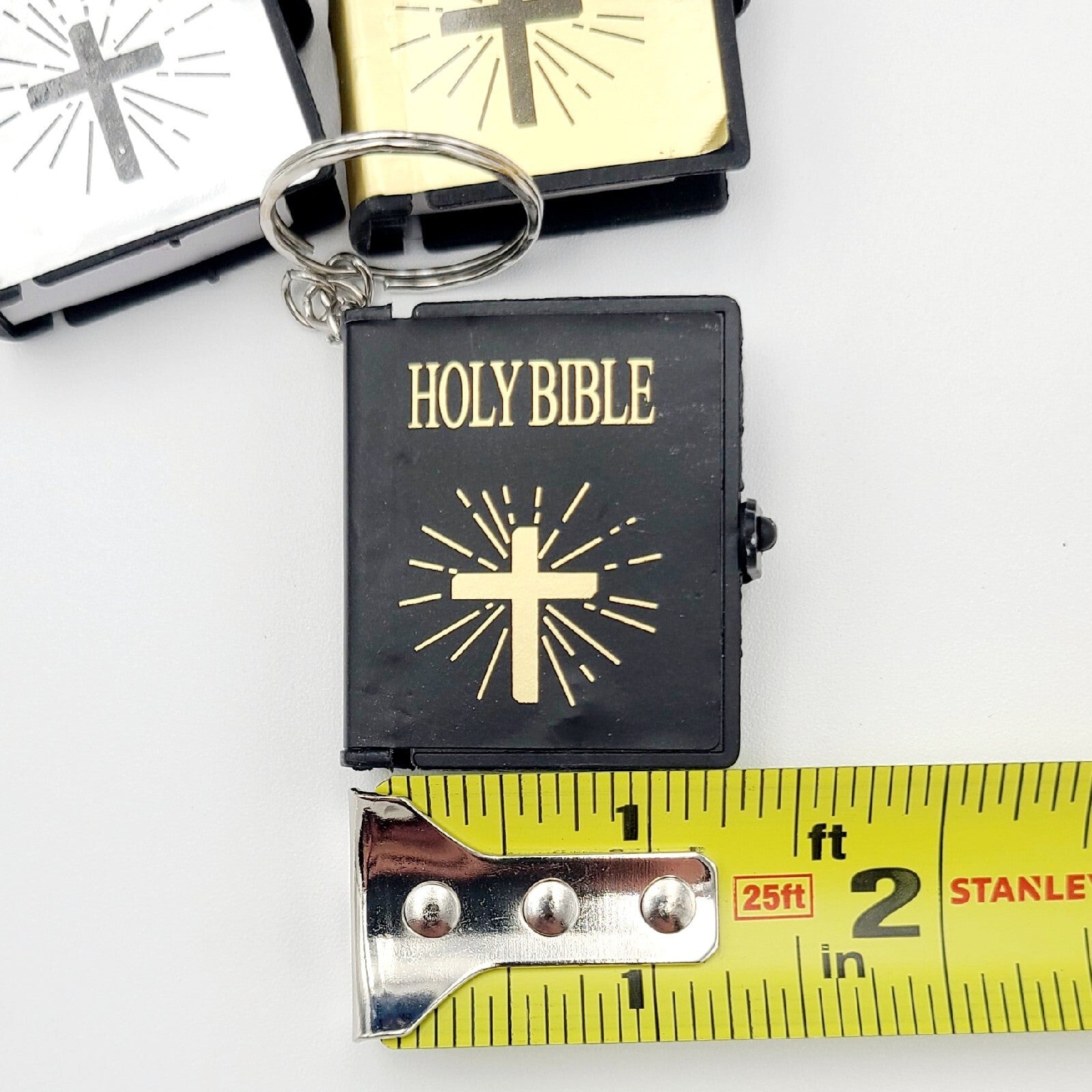 *12 TOTAL Keychain Bible* 4x Gold Silver Black Paper Pendant Holy Religious