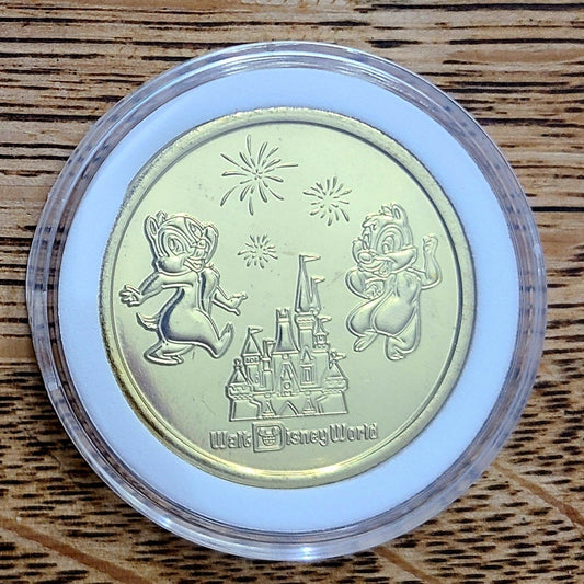 *2025 Chip Dale Coin* Walt Disney World Parks Golden Color Metal Medallion EPCOT