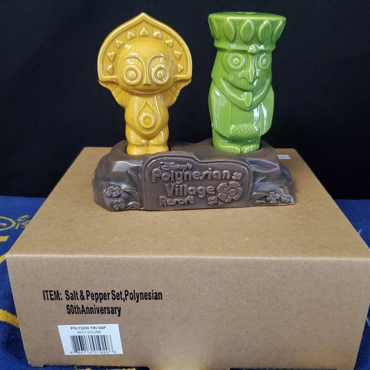 Walt Disney World Polynesian Resort 50th Anniversary Tiki Salt & Pepper Set NEW