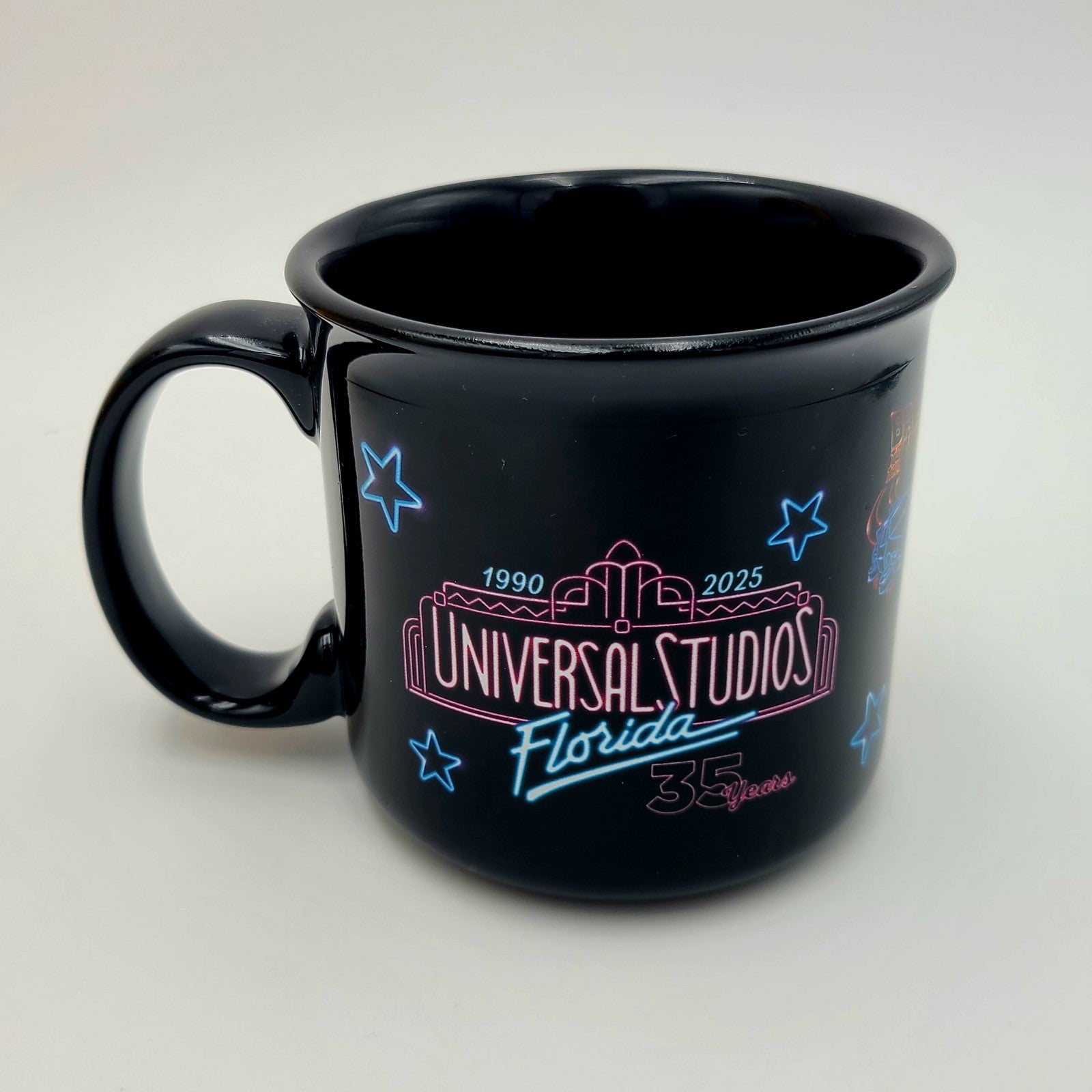 Universal Studios Florida 35th Anniversary Coffee Neon Mug Jaws Jurassic Park ET
