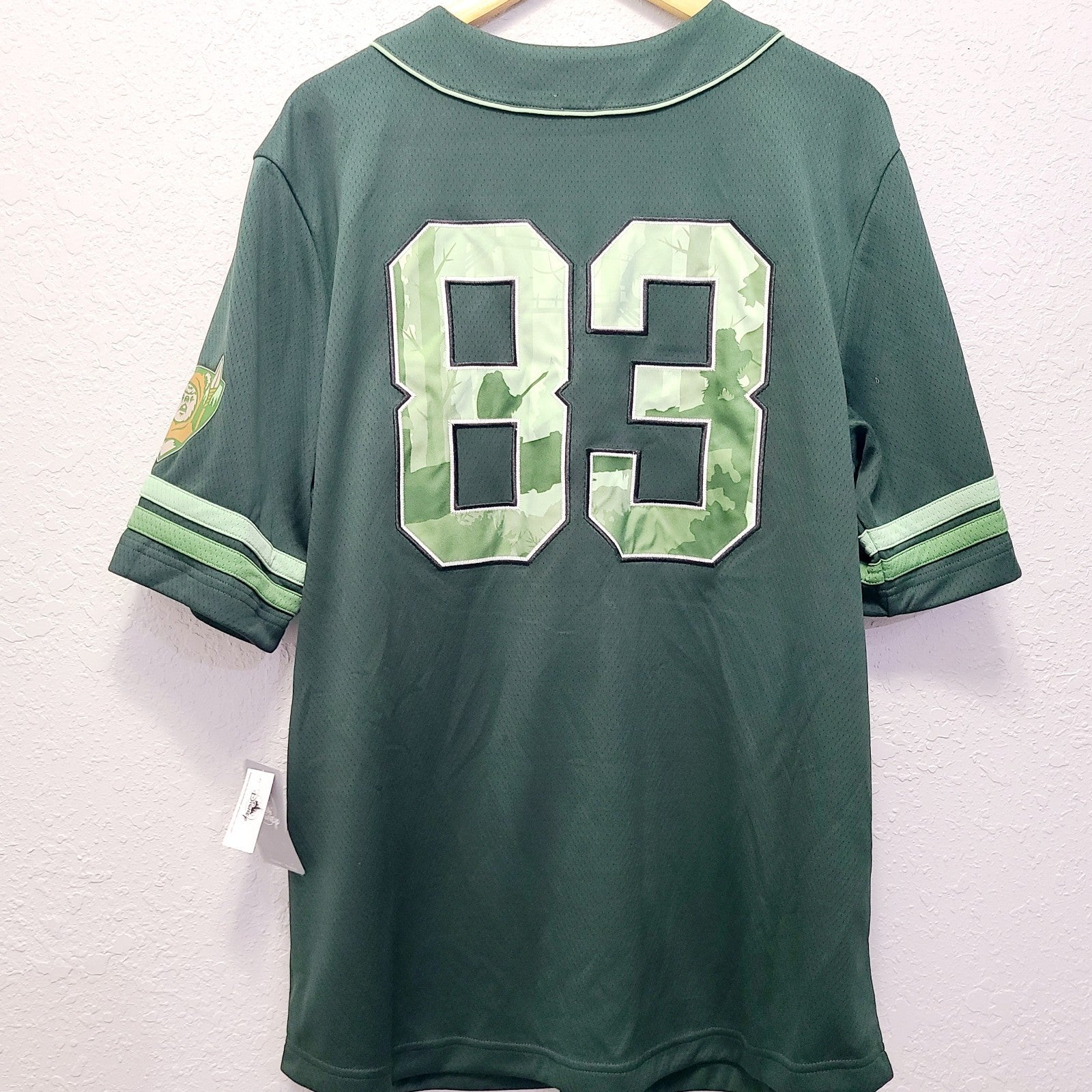 LARGE Disney Parks Star Wars ENDOR 83 Ewok Adult Baseball Jersey Button Shirt