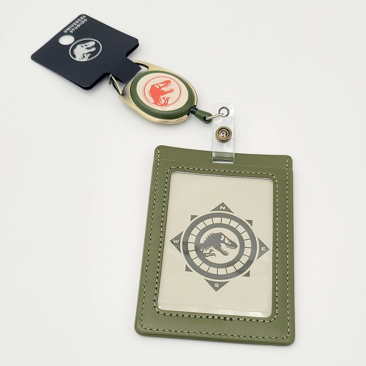 Universal Studios Jurassic Park Camo Dinosaur ID Reel Badge Holder Exclusive NEW