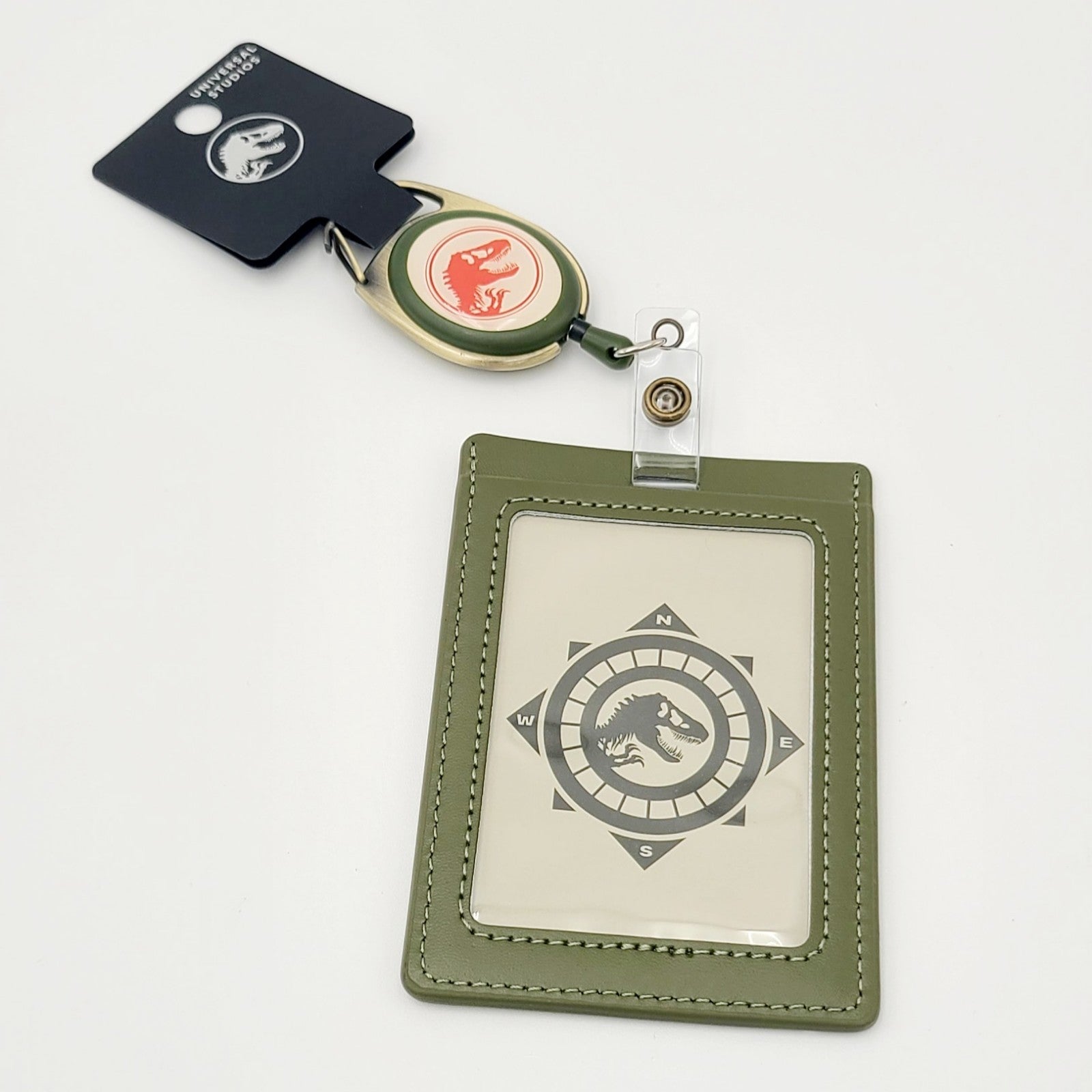 Universal Studios Jurassic Park Camo Dinosaur ID Reel Badge Holder Exclusive NEW