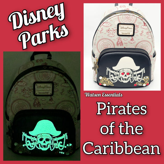 NEW Disney Parks Pirates of the Caribbean GITD Loungefly Mini Backpack Glow Dark