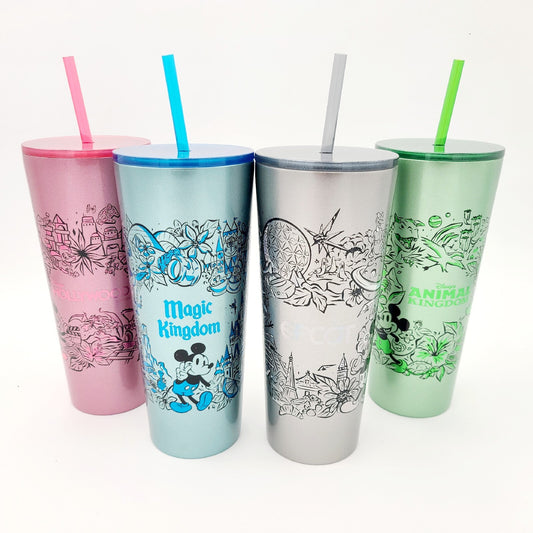 Walt Disney World 4 Park Starbucks Tumbler Magic Kingdom EPCOT Hollywood Animal