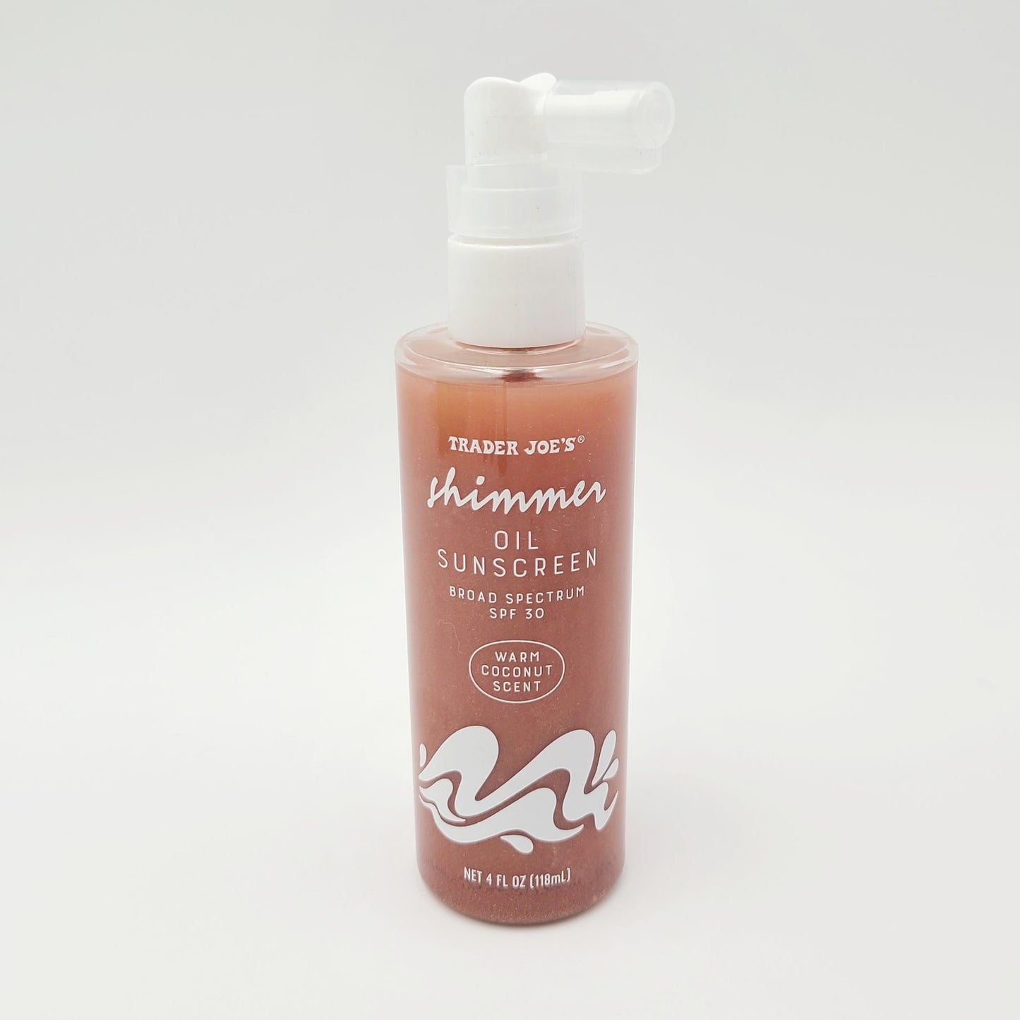 NEW Trader Joe's Shimmer Oil Sunscreen SPF 30 4 fl oz LIMITED Warm Coconut Scent