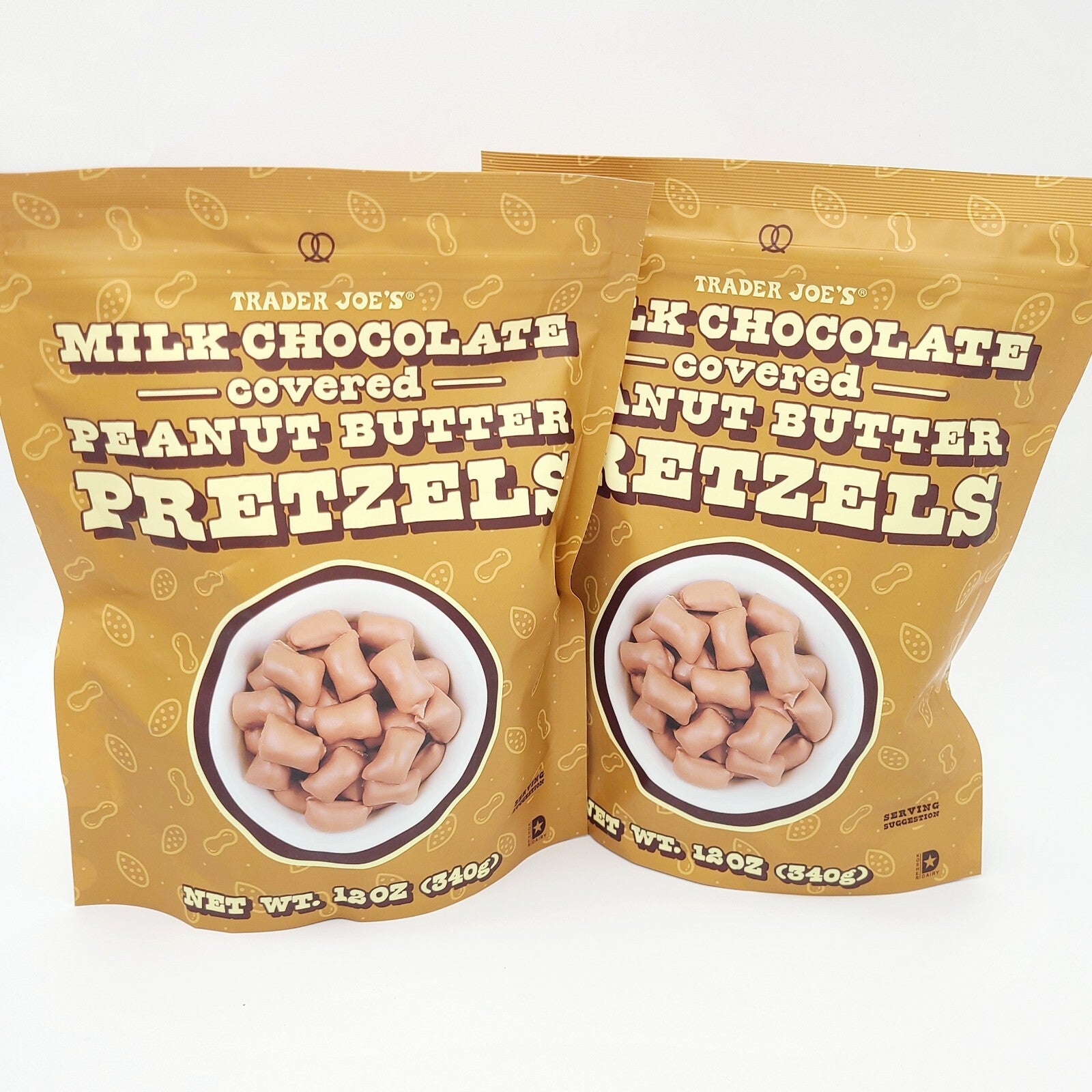 *2 Pack* Trader Joe's Milk Chocolate Covered Peanut Butter Pretzels 12 oz each