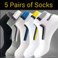 5 Pairs Men / Women Sport Stripe Cotton Bamboo Socks Ankle Low Cut Nonslip Pack