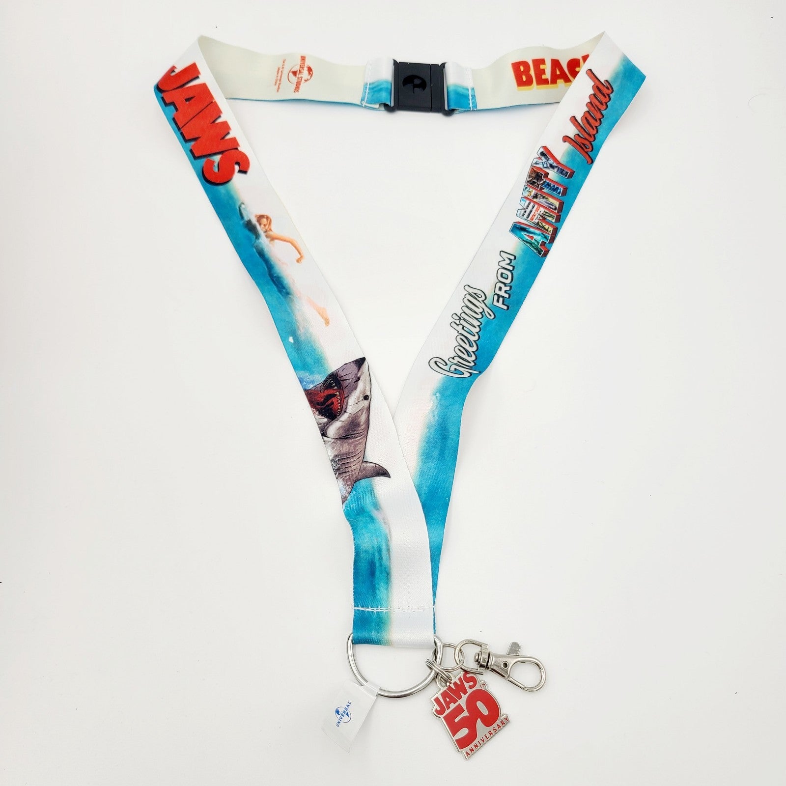 Universal Studios Orlando Florida Jaws 50th Anniversary Reversible Lanyard Shark