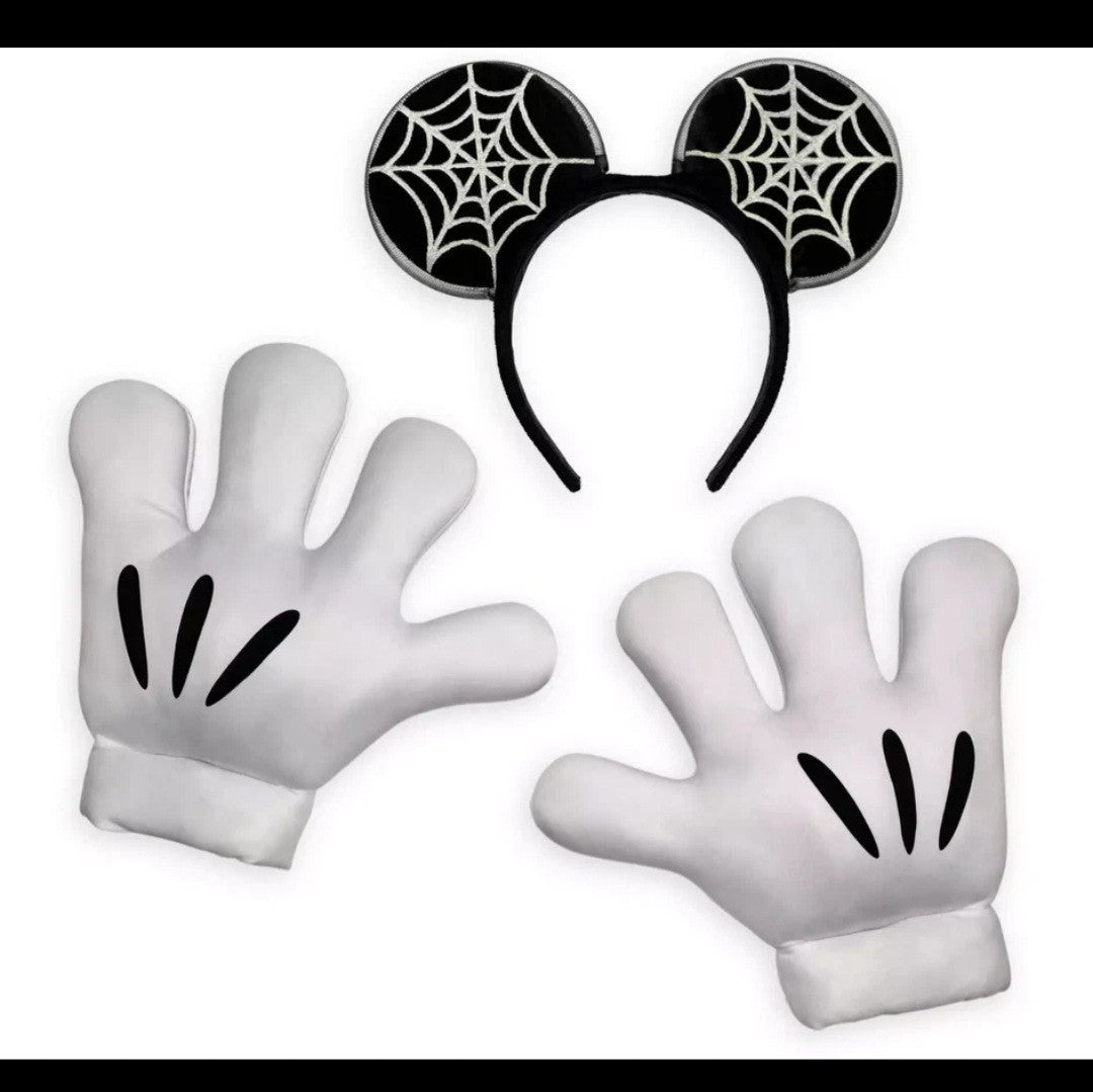 Disney Park Mickey Mouse Gloves Ears Light-Up Skeleton Costume Accessory Adult