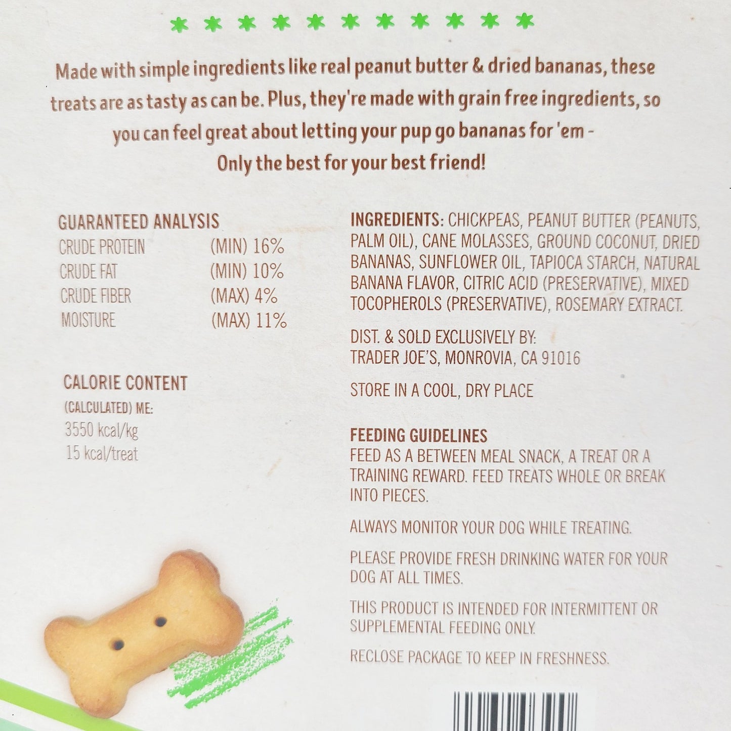 *2 Pack* Trader Joe's Dog Treats Peanut Butter & Banana Grain Free 10.6 oz Each