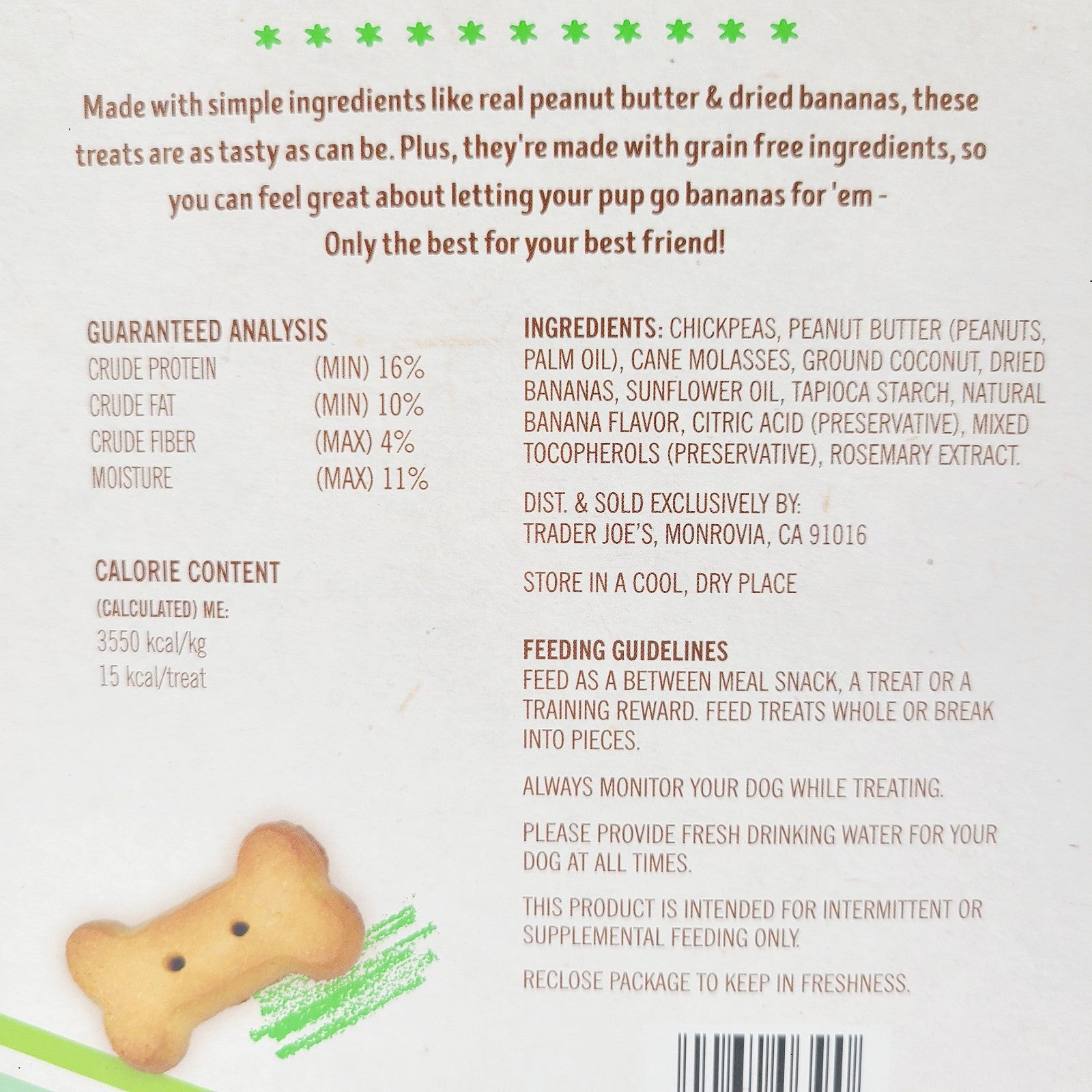 *2 Pack* Trader Joe's Dog Treats Peanut Butter & Banana Grain Free 10.6 oz Each