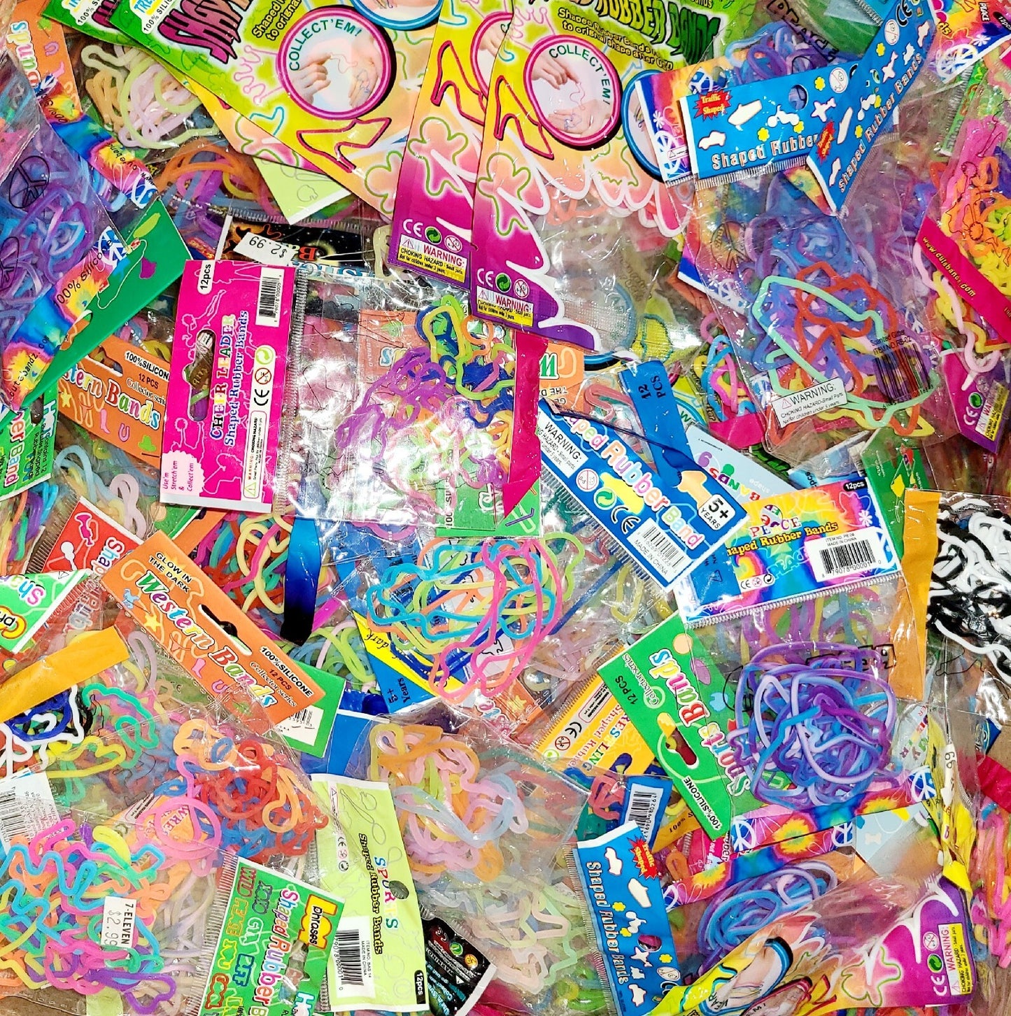 NEW 5 Packs = 60 Individual Pieces Assorted Silly Bands Rubber Band Bracelets