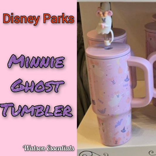 Disney Parks 2026 Halloween Pastel Cutie Ghost Minnie Mouse Pink Tumbler Cup WDW