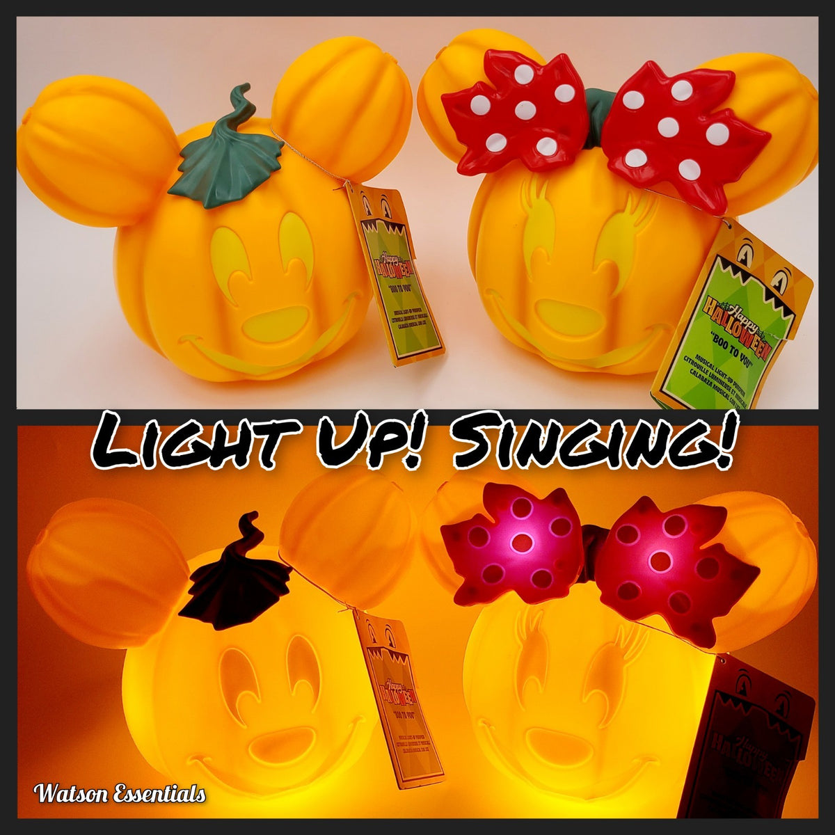*Mickey & Minnie* 2026 Disney Park Halloween Light-Up Pumpkin Singing Boo To You