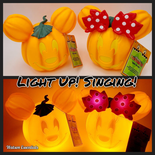 *Mickey & Minnie* 2026 Disney Park Halloween Light-Up Pumpkin Singing Boo To You