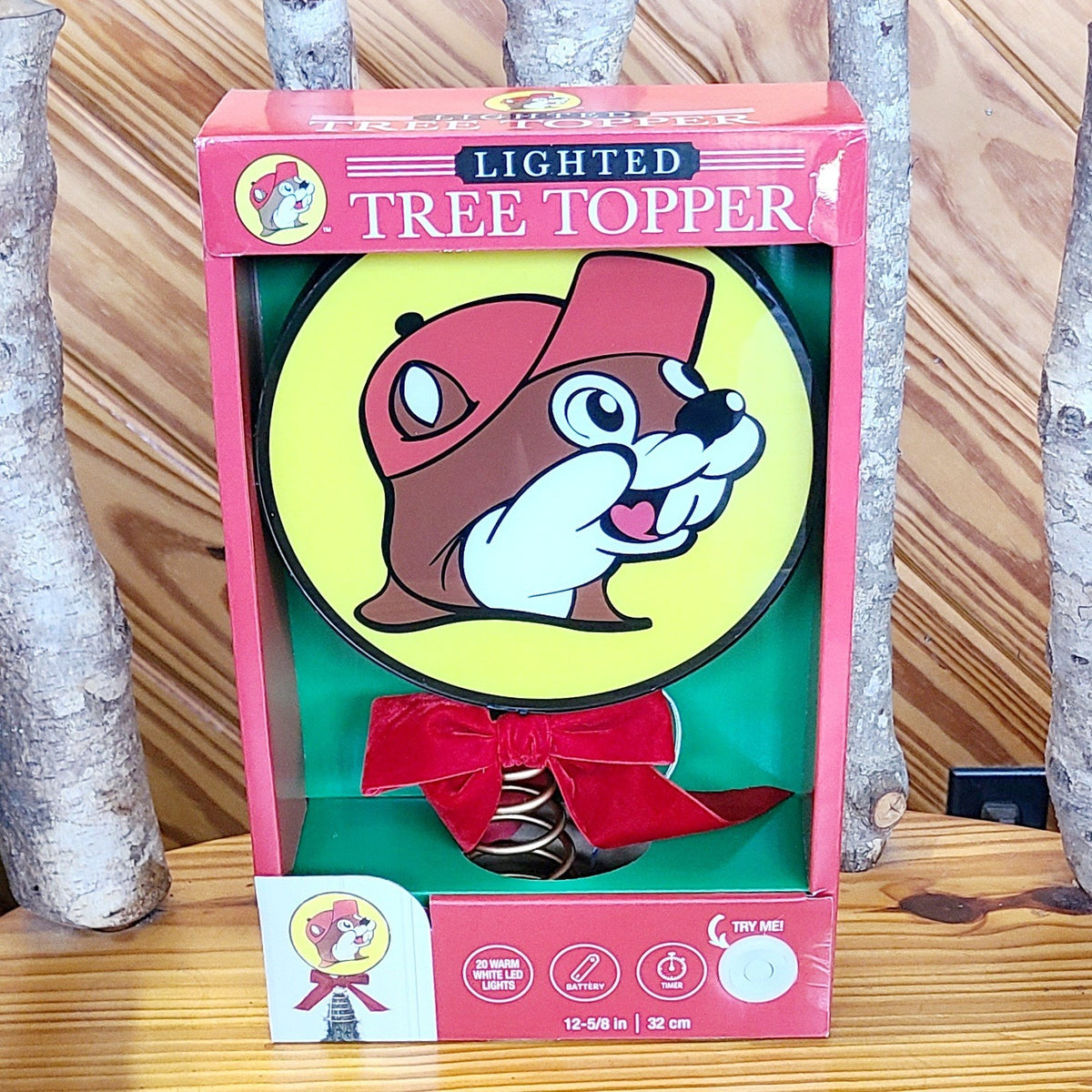 2026 Buc-ee's Light-Up Christmas Tree Topper Lighted Bucees Beaver Logo NEW