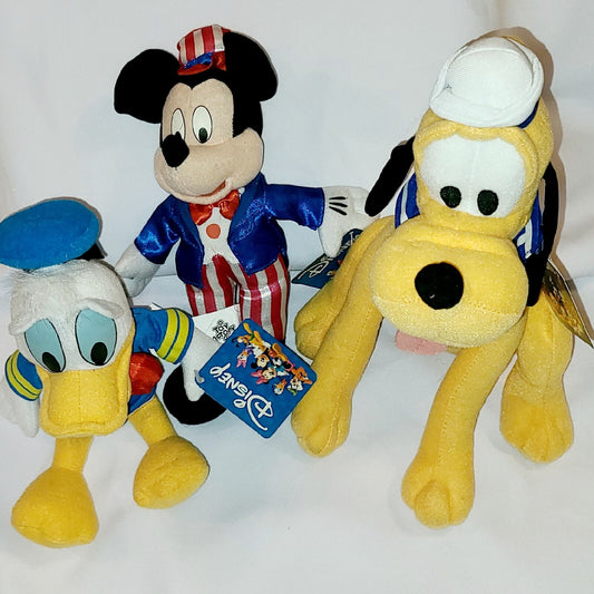 Vintage Disney Toy Factory Mickey Mouse, Donald Duck, Pluto Plush Stuffed Animal