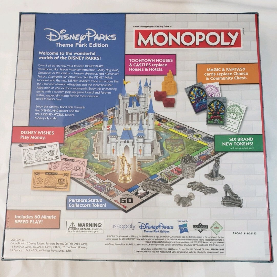 2020 Disney Parks Theme Park Edition Monopoly Game Pop-Up Castle NEW SEALED!