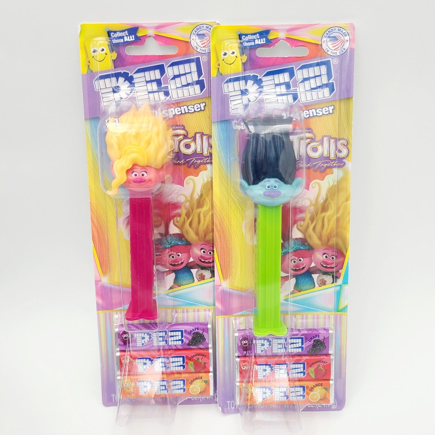 *Set of 2* Trolls Band Together Pez Dispensers Branch & Viva Universal Studios
