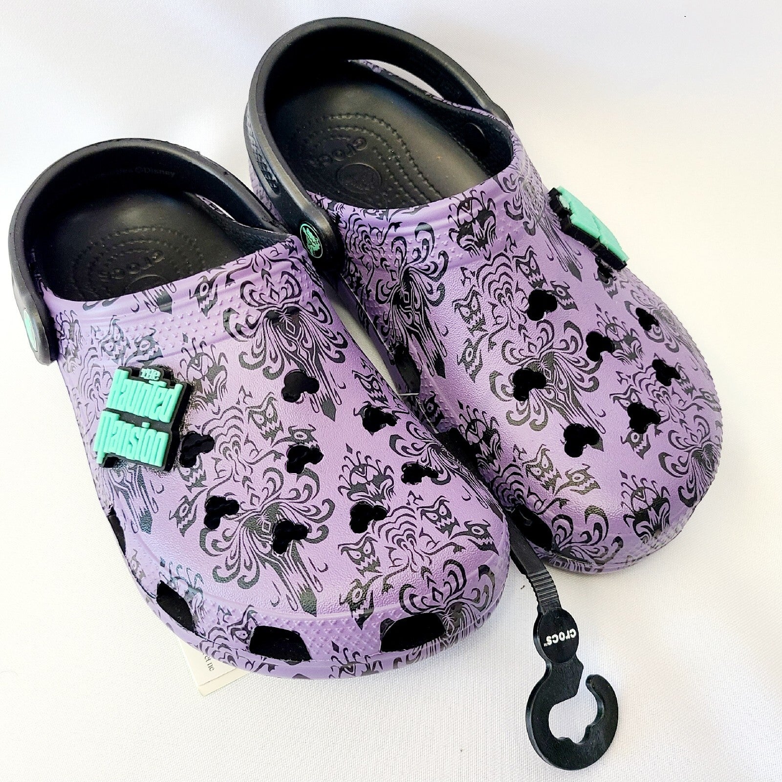 *M5 / W7* Disney Parks Haunted Mansion Purple Wallpaper Crocs Adult Shoes Glow