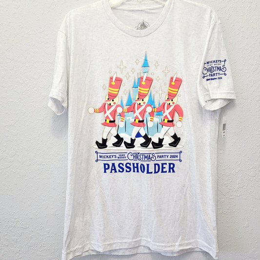 LARGE Disney Park 2024 Very Merry Christmas Party Toy Soldier Passholder T-shirt
