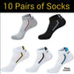 10 Pairs Men / Women Sport Stripe Cotton Bamboo Socks Ankle Low Cut Nonslip Pack