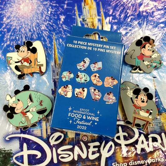 *4 Pin Set* 2022 Disney Parks Epcot Food & Wine Mystery Mickey & Minnie Mouse