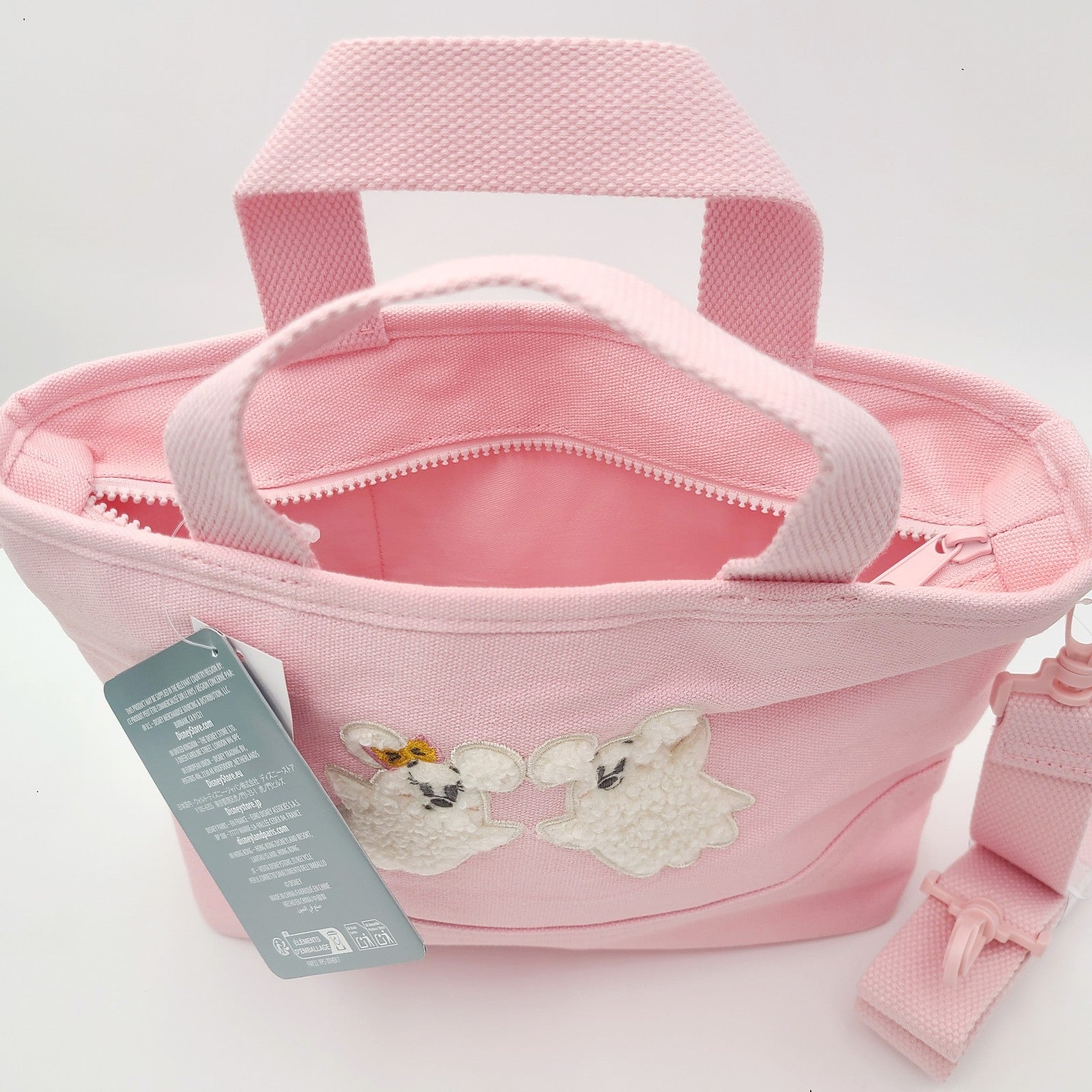 2025 Disney Parks Halloween Ghost Mickey Minnie Mouse Pink Canvas Small Tote Bag
