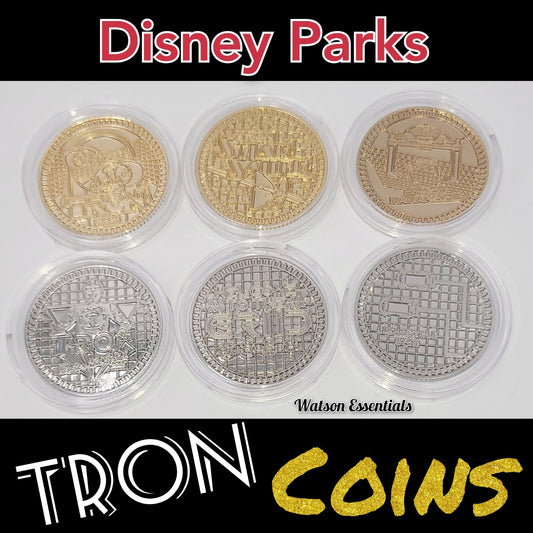 *6 Coins* TRON Lightcycle Disney Park Flynns Arcade Golden Color Metal Medallion