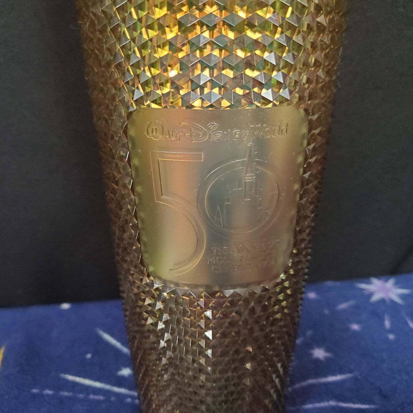 NEW Walt Disney World Parks 50th Anniversary Studded Gold Starbucks Tumbler Cup