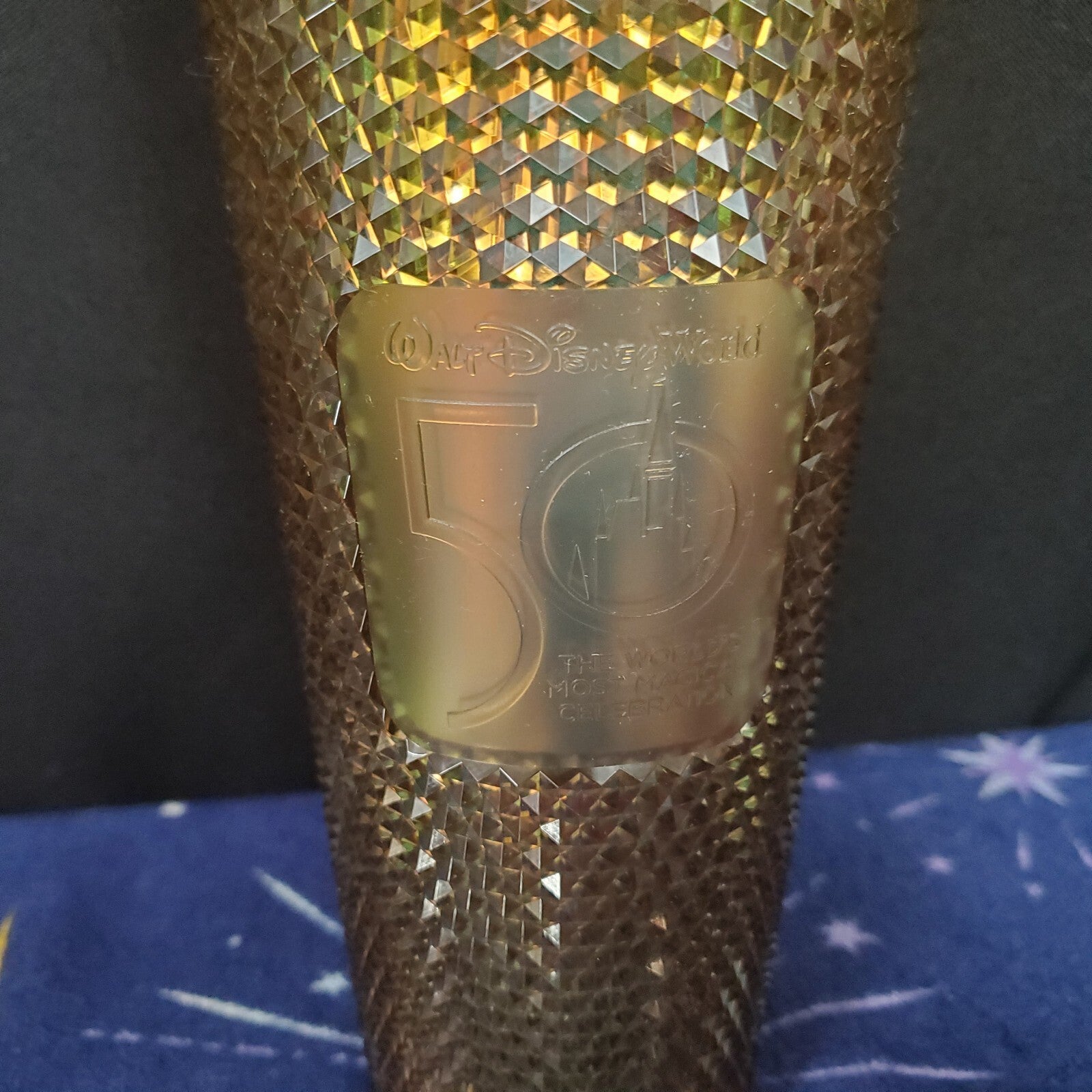 NEW Walt Disney World Parks 50th Anniversary Studded Gold Starbucks Tumbler Cup