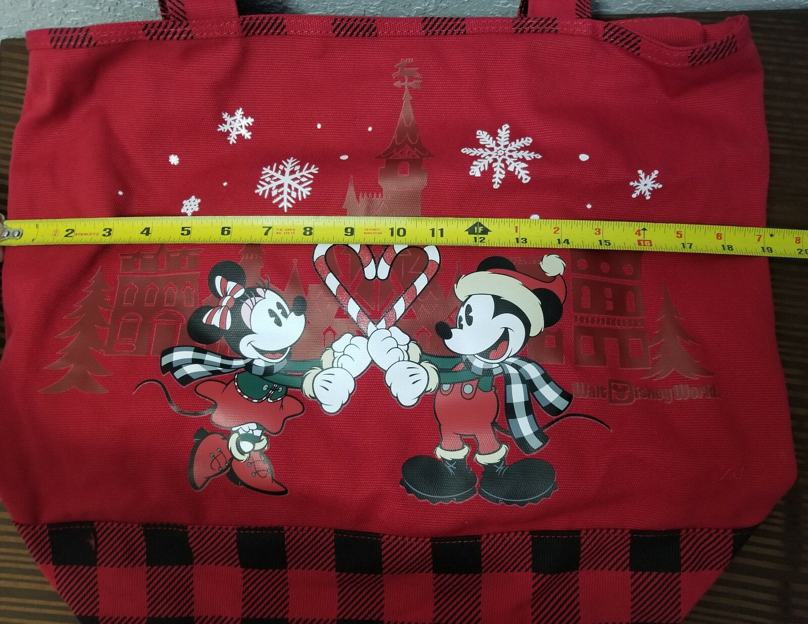 2019 Disney Parks Mickey Mouse & Minnie Christmas Canvas Tote Bag Holiday Gift