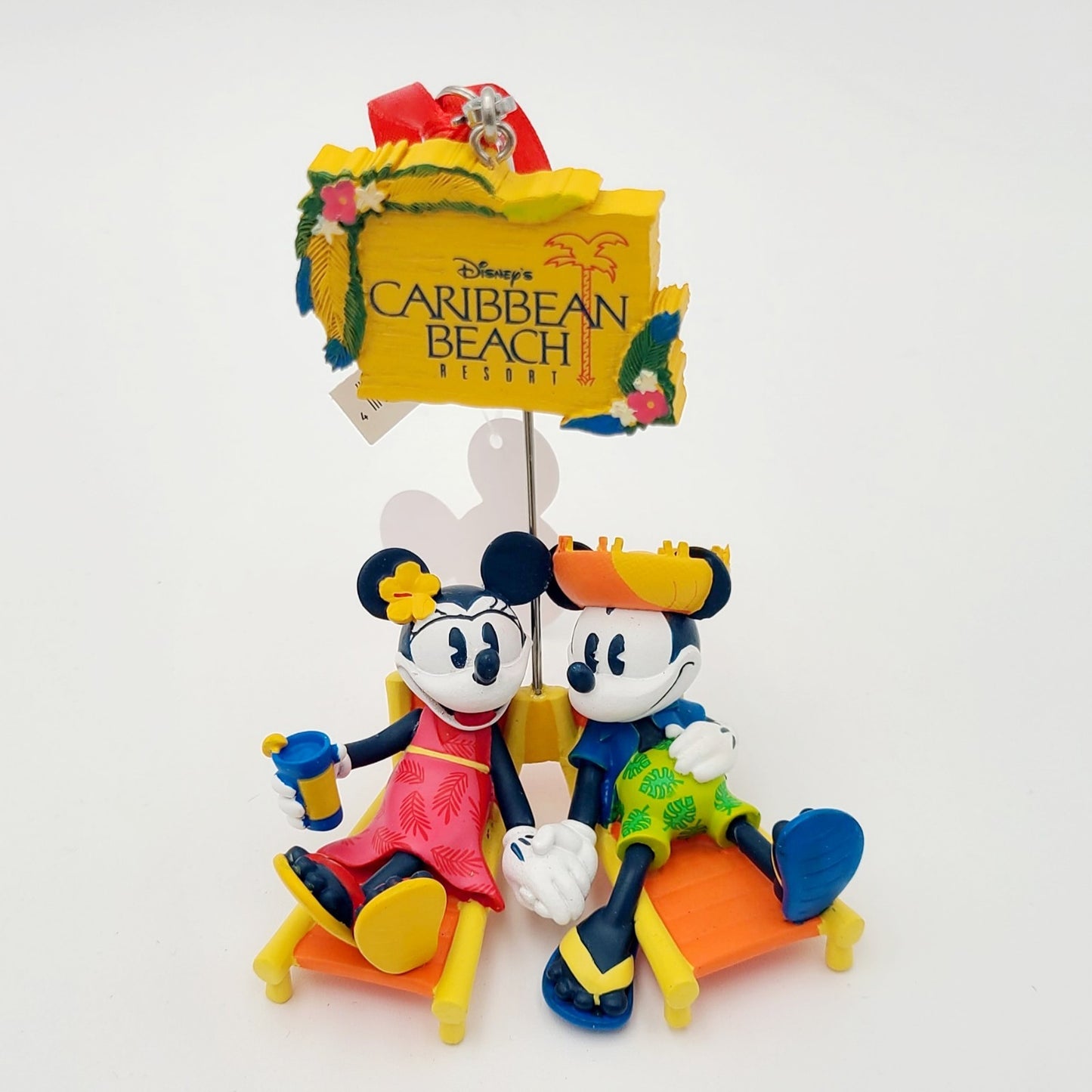 Disney Parks Caribbean Beach Resort Mickey & Minnie Mouse Christmas Ornament New