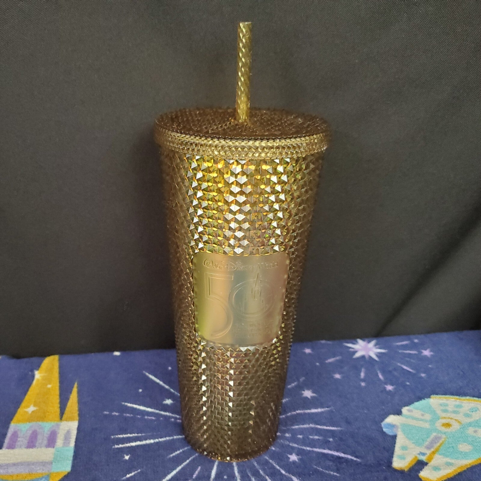 NEW Walt Disney World Parks 50th Anniversary Studded Gold Starbucks Tumbler Cup