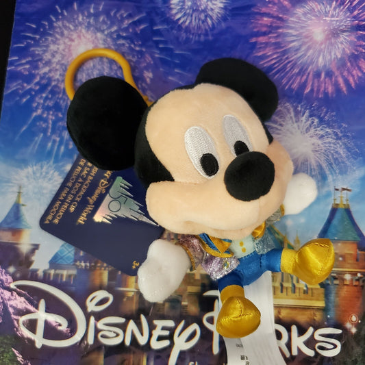 2021 Disney Parks WDW 50th Anniversary Mickey Mouse Backpack Plush Keychain Clip
