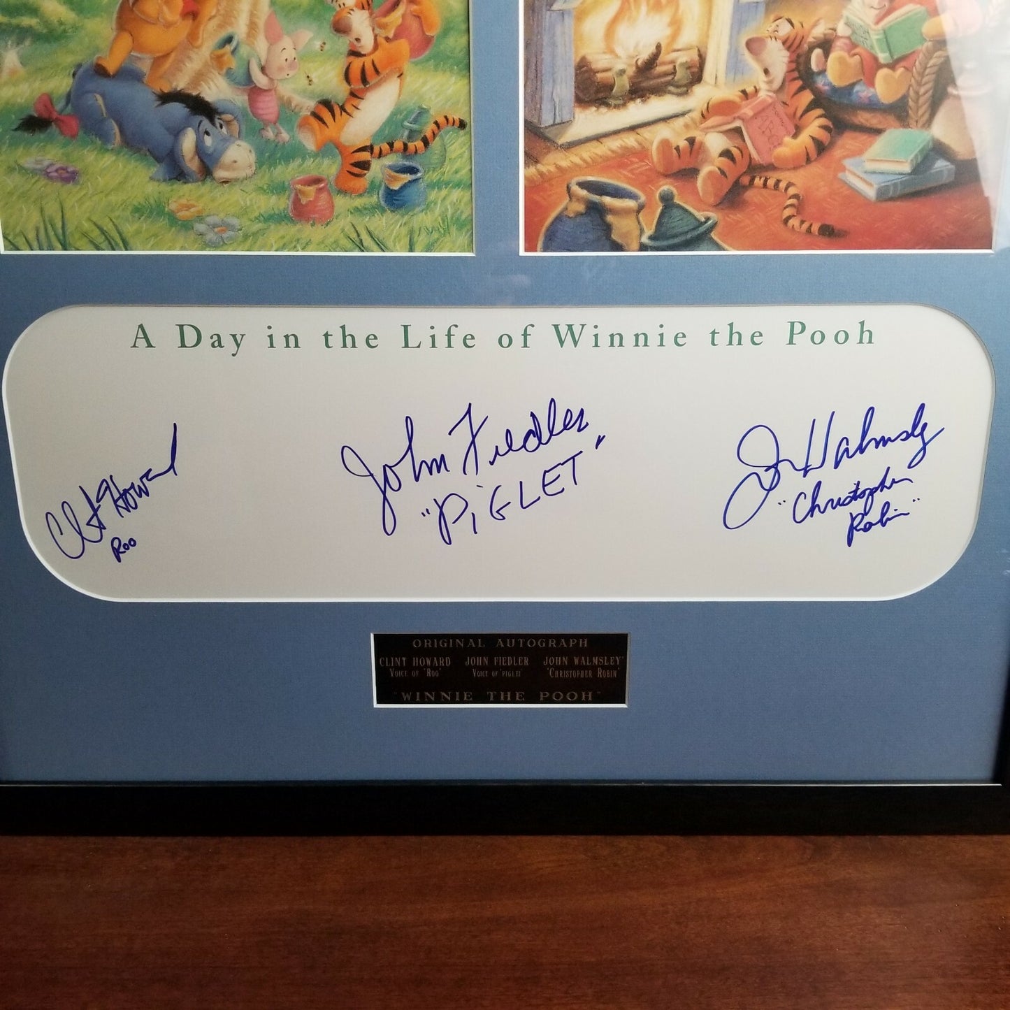 SIGNED/Autographed Disney Parks Winnie the Pooh Framed Art Artwork Piglet Roo