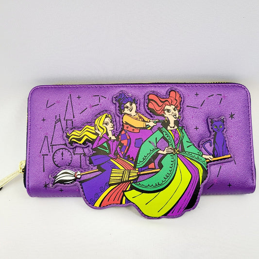 NEW Loungefly Disney Parks Hocus Pocus Sanderson Sisters Binx Zip-Around Wallet