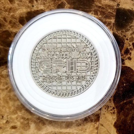 *Tron GRID Coin* 2023 Disney Parks Flynns Arcade Silver Colored Metal Medallion