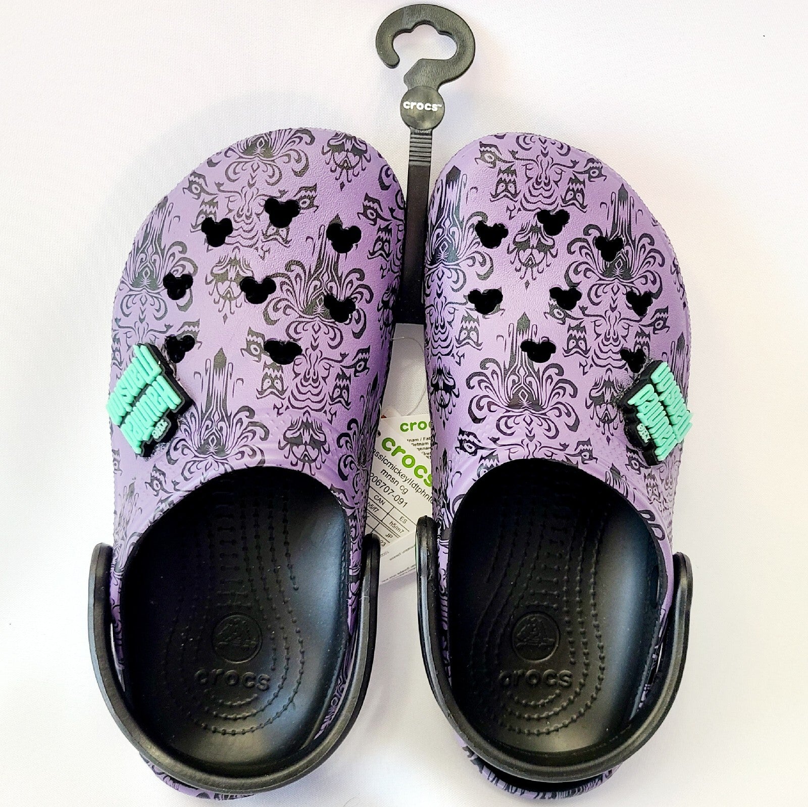 *M5 / W7* Disney Parks Haunted Mansion Purple Wallpaper Crocs Adult Shoes Glow