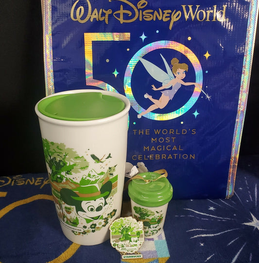 *Animal Kingdom Starbucks Set Disney World 50th Anniversary Tumbler Ornament Pin