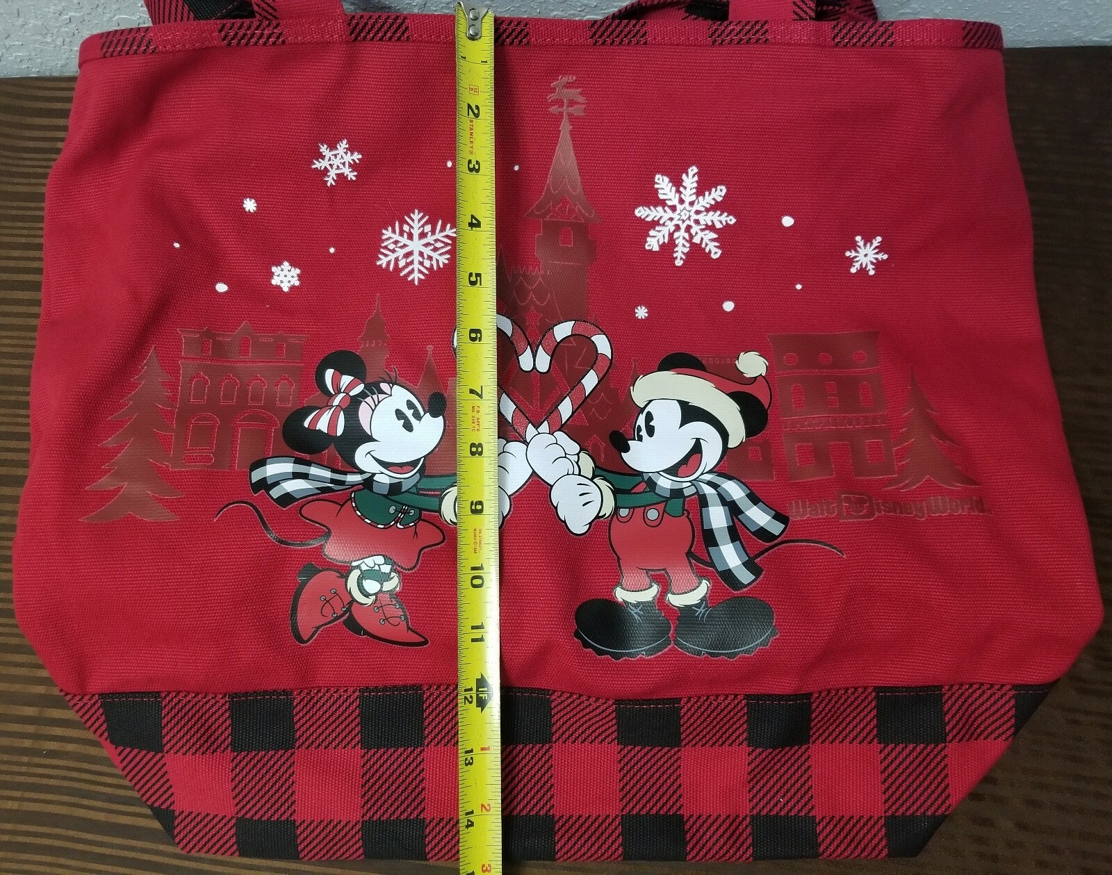 2019 Disney Parks Mickey Mouse & Minnie Christmas Canvas Tote Bag Holiday Gift