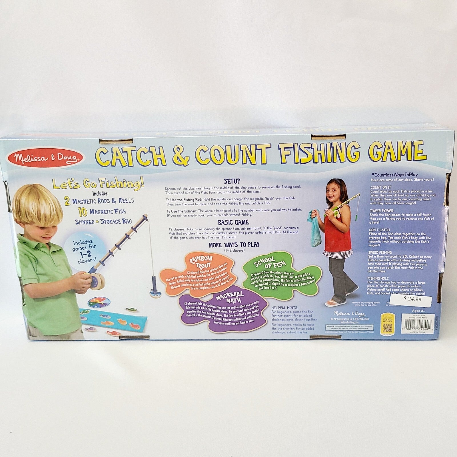 Melissa & Doug Catch & Count Fishing Game 2 Magnetic Rods, 10 Fish, Spinner, Bag