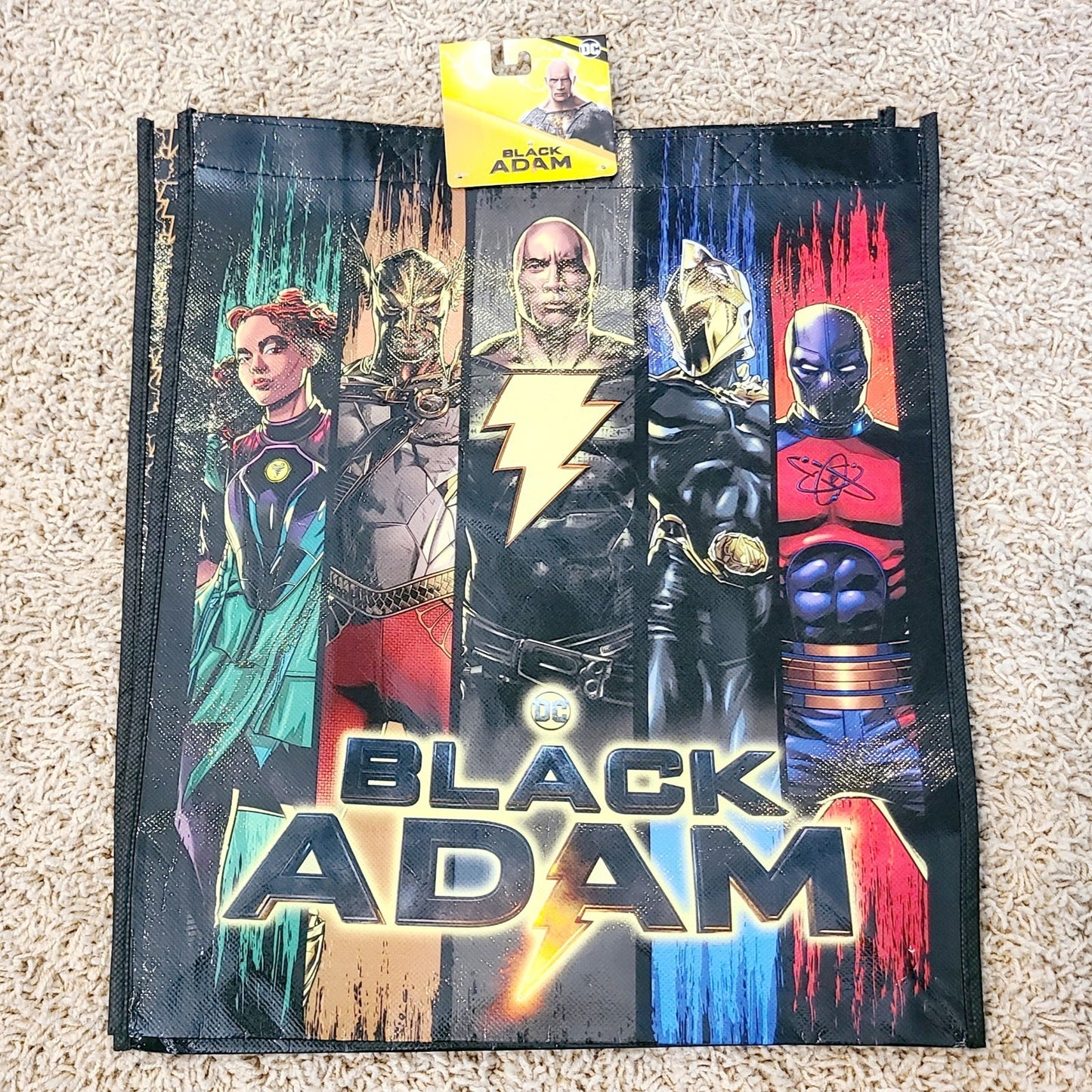 DC COMICS: BLACK ADAM Shopping Tote Reusable Bag By Legacy 13" Light Weight Thin