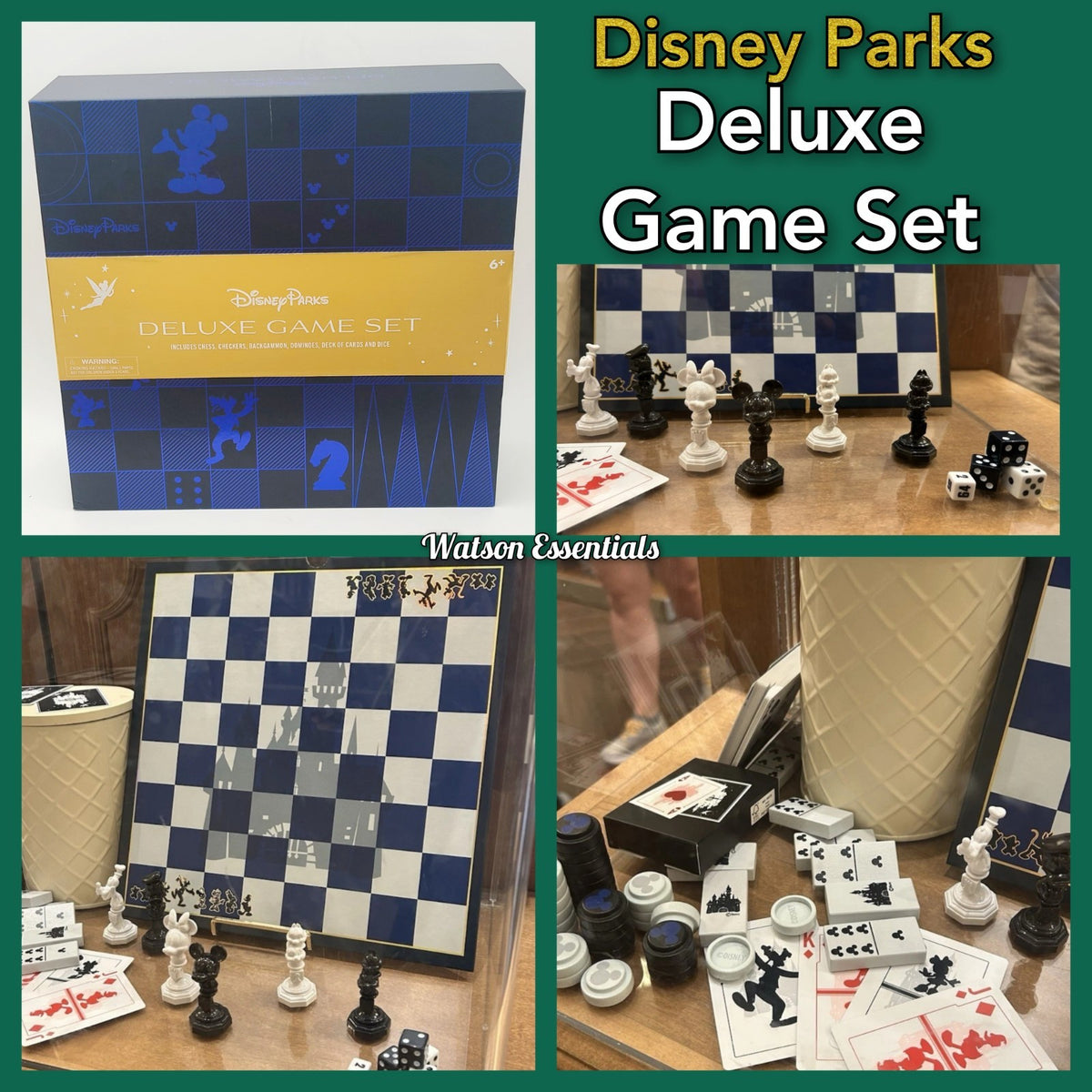 Disney Parks 2026 Deluxe Game Set Chess Checkers Backgammon Dominoes Cards Dice