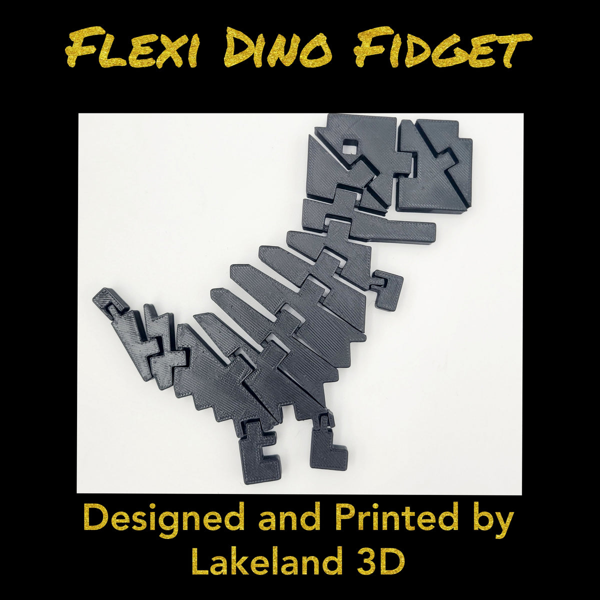 *Choose Color* 3D Printed Chrome DINO Dinosaur T-Rex Flexi Fidget Toy Decor Gift