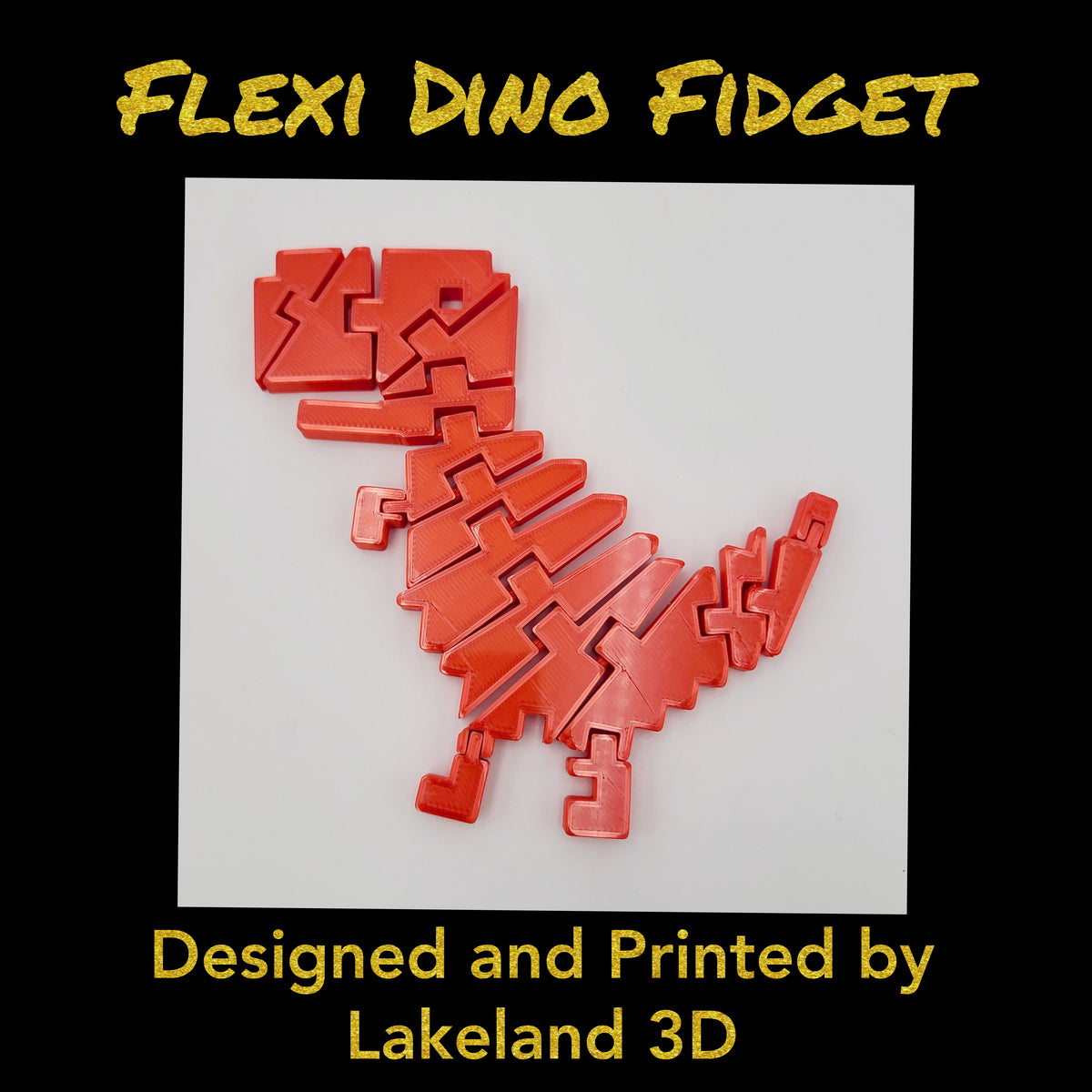 *Choose Color* 3D Printed Chrome DINO Dinosaur T-Rex Flexi Fidget Toy Decor Gift