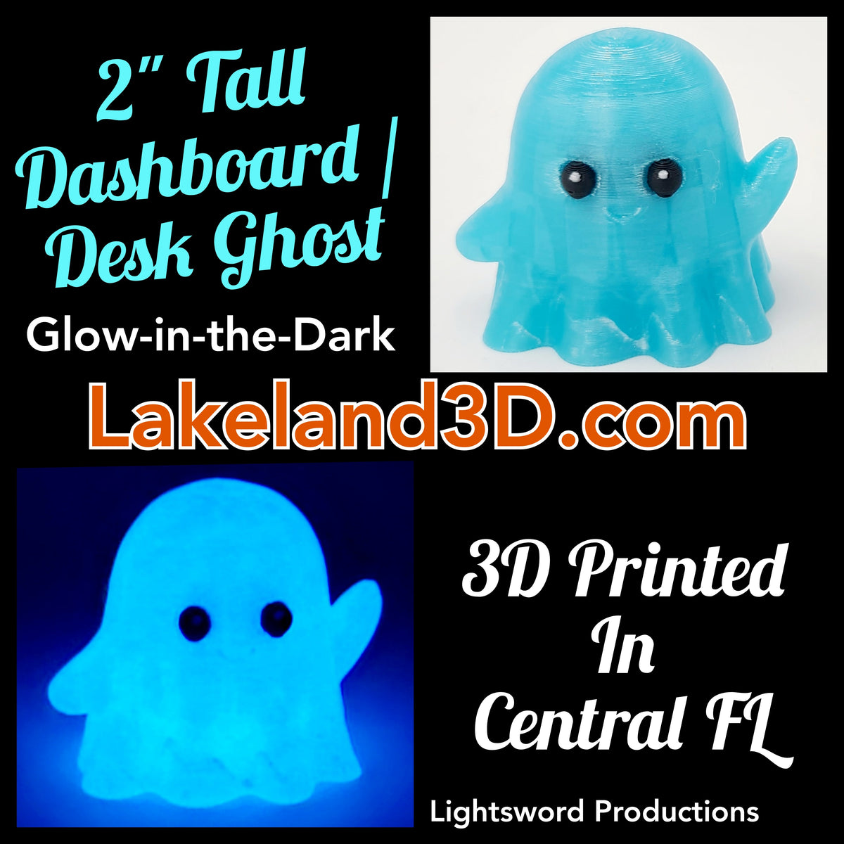 3D Dashboard / Desk Ghost — Choose Your Color Halloween | Lakeland 3D