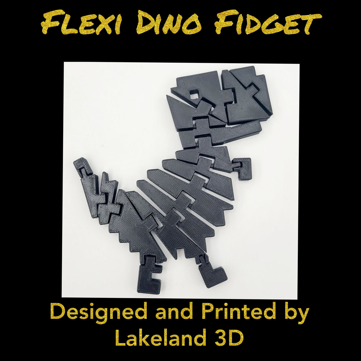*Choose Color* 3D Printed Chrome DINO Dinosaur T-Rex Flexi Fidget Toy Decor Gift